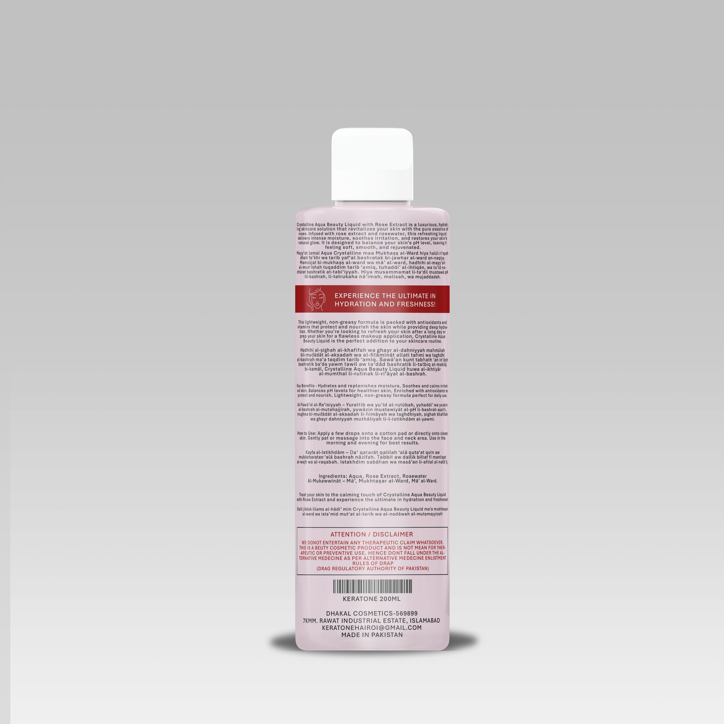 Rose Extract Pure Aqua Organic Spray