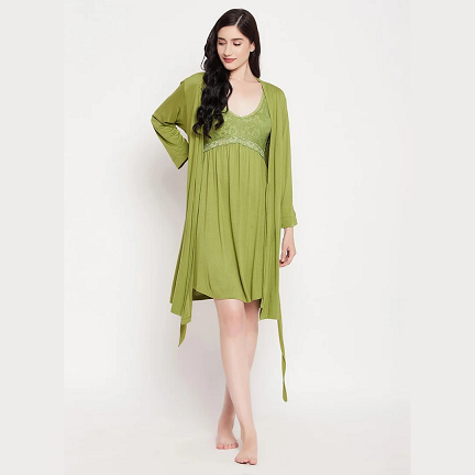 Emerald Green Viscose Robe – Soft Breathable Women’s Loungewear