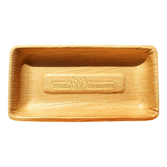 25 PCs of 8″x4″ Small Rectangular Areca Palm Leaf Fish Tray – Eco-Friendly, Biodegradable & Durable Tableware